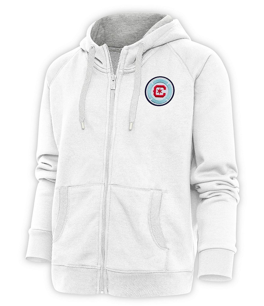 Chicago Cubs Antigua Victory Pullover Hoodie - Black/Heather Gray