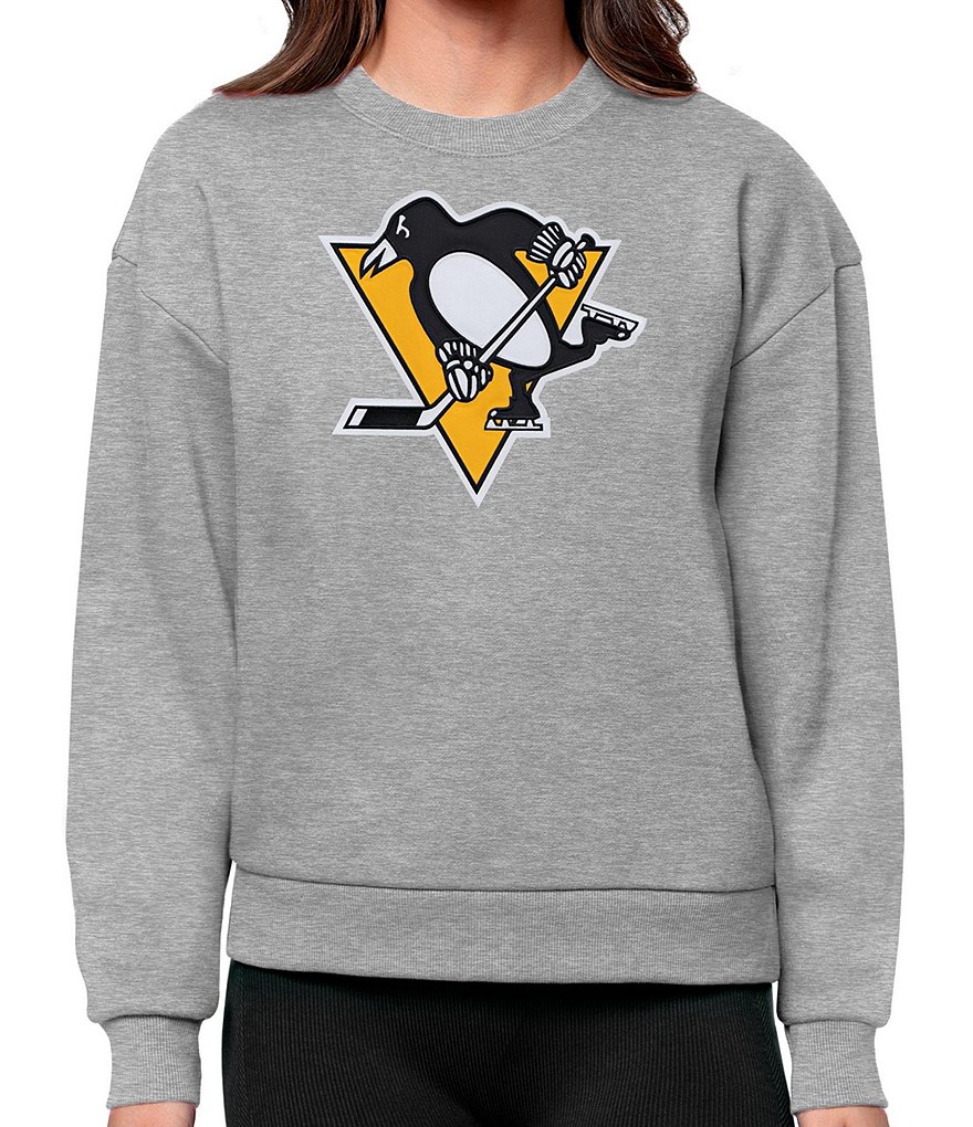 Antigua Women's NHL Eastern Conference Crew Large Logo Sweatshirt, Mens, S, Pittsburgh Penguins Black