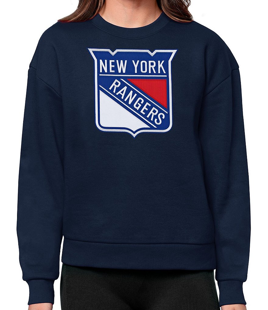 Antigua Women's NHL Eastern Conference Flier Bunker Sweatshirt, Mens, M, New York Rangers Navy/White