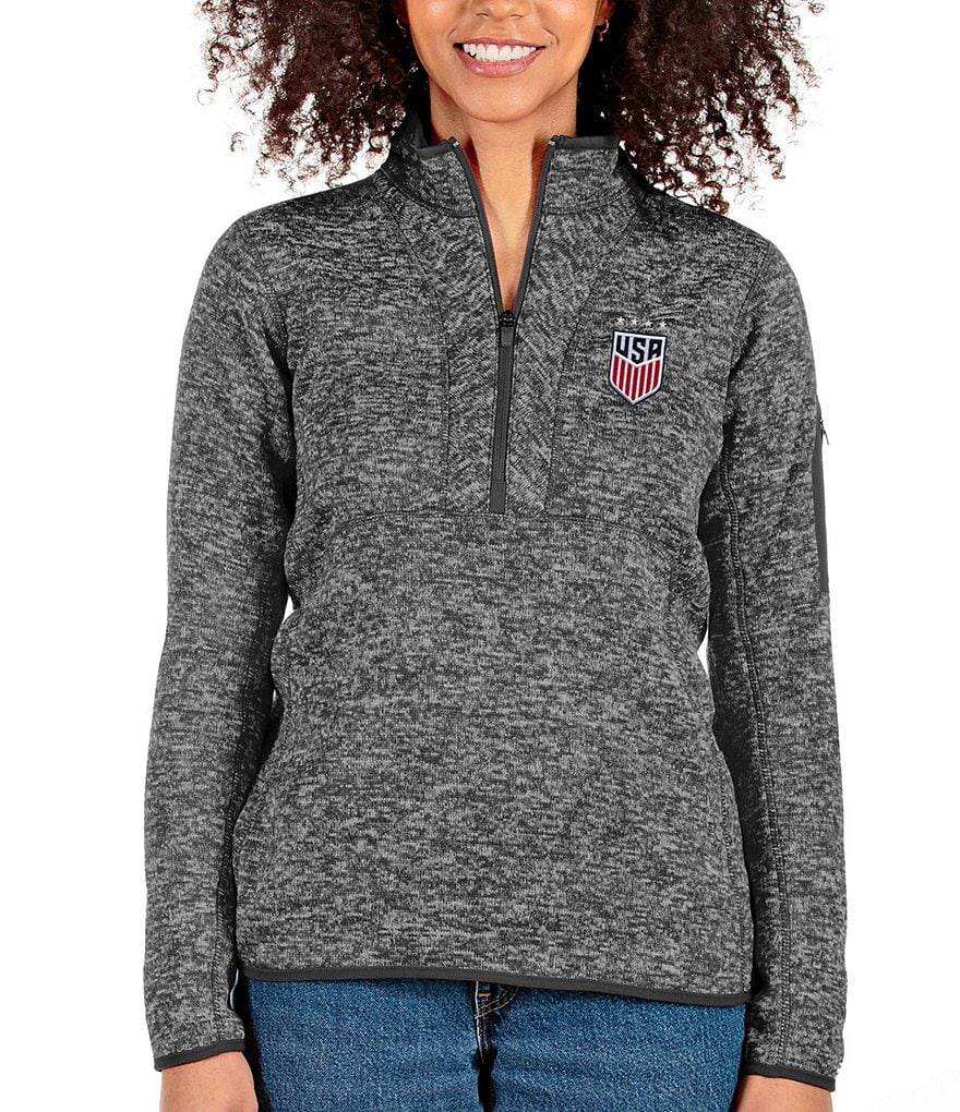 Houston Astros Antigua Women's Fortune Half-Zip Pullover Sweater - Heathered Navy