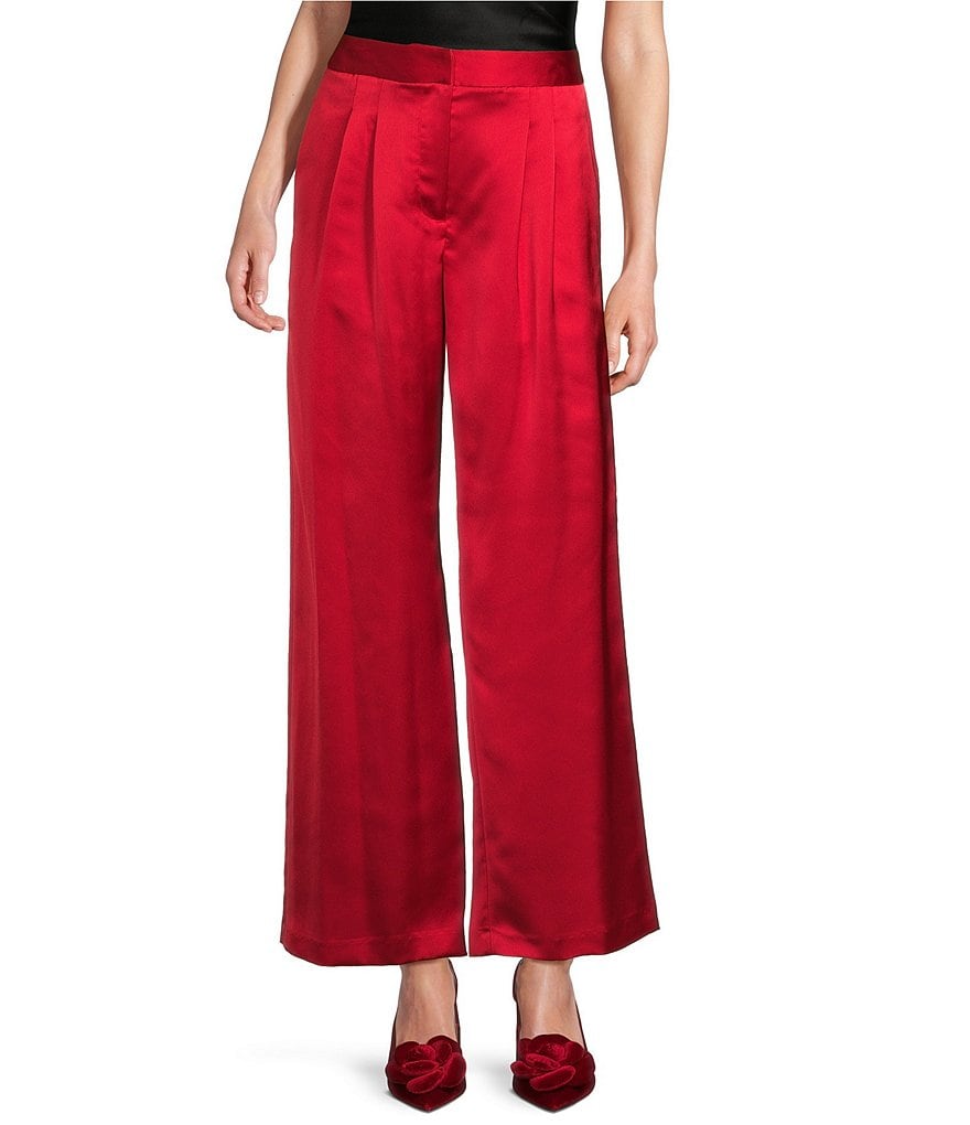 Antonio Melani Blade Satin Wide Leg Coordinating Trouser Pant | Dillard's