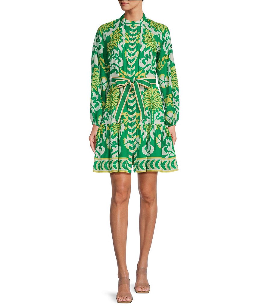 Antonio Melani Brynn Printed Voile Mock Neck Long Sleeve Shirt Dress ...