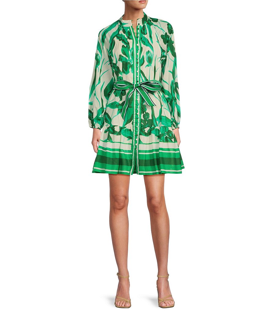 Antonio Melani Brynn Printed Voile Mock Neck Long Sleeve Shirt Dress ...