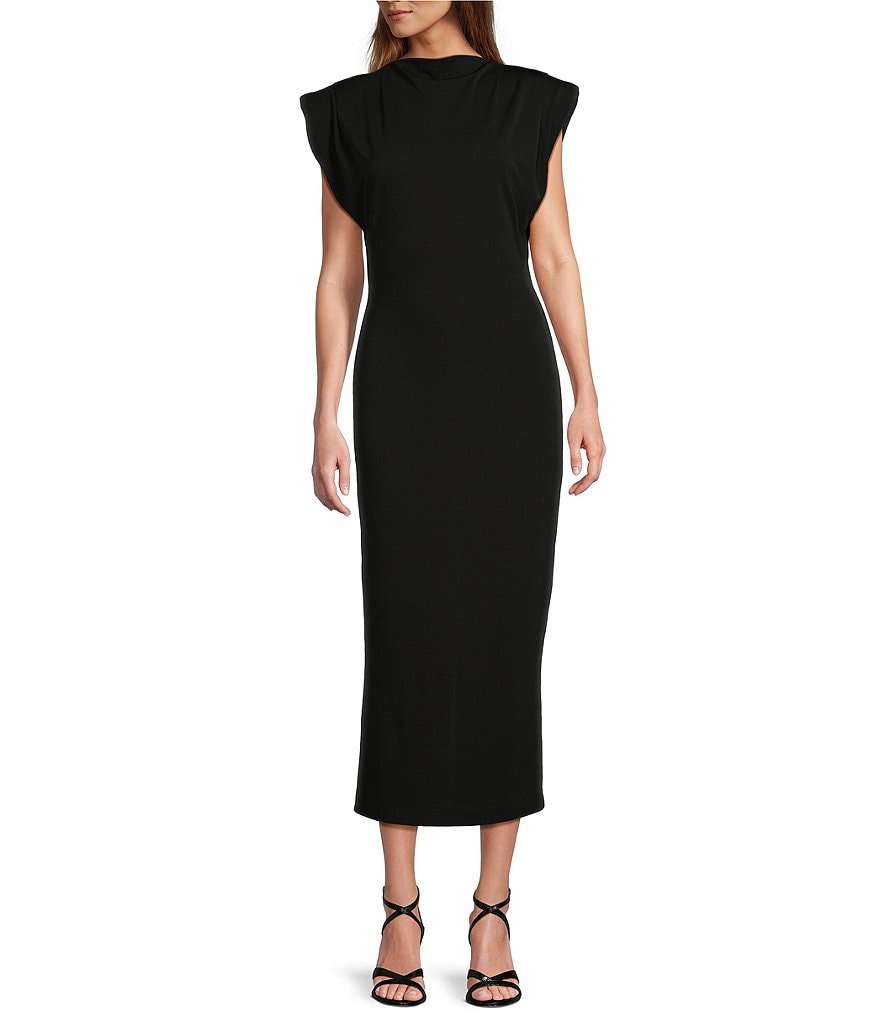 Antonio Melani Harper Matte Jersey Mock Neck Dropped Cap Sleeve Midi Sheath Dress Dillard s