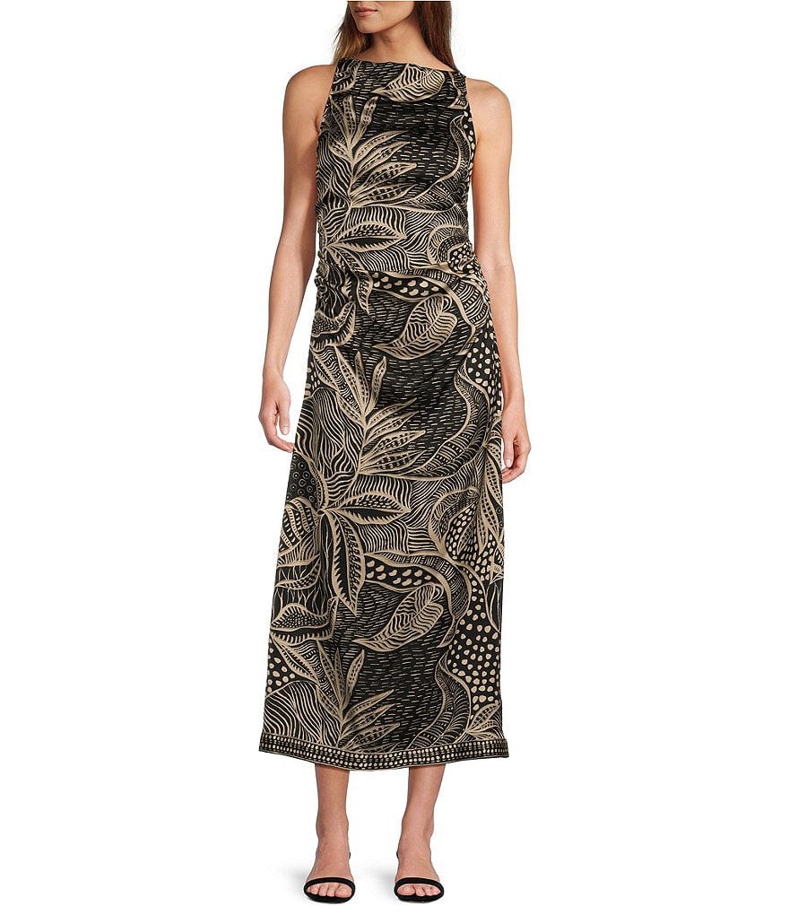 Antonio Melani Kimi Sleeveless Halter Neck Satin Midi Dress | Dillard's