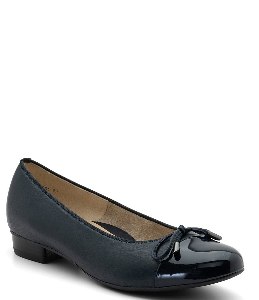 ara Belinda Leather Cap Toe Bow Ballet Flats | Dillard's