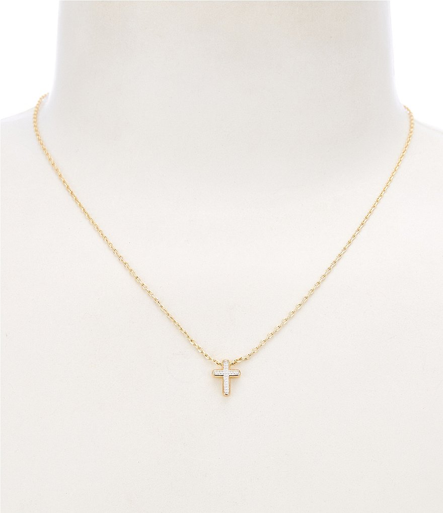 Two Tone Cross Short Pendant Necklace thumbnail 2