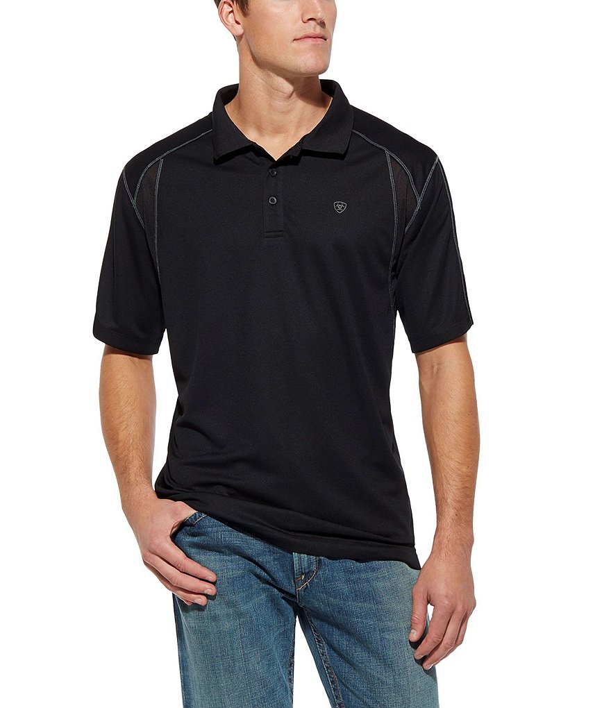 Ariat Men's Solid Tek Short Sleeve Polo Shirt