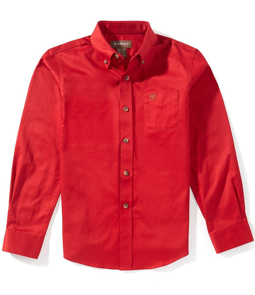 Big Boys Long Sleeve Solid Twill Classic Shirt