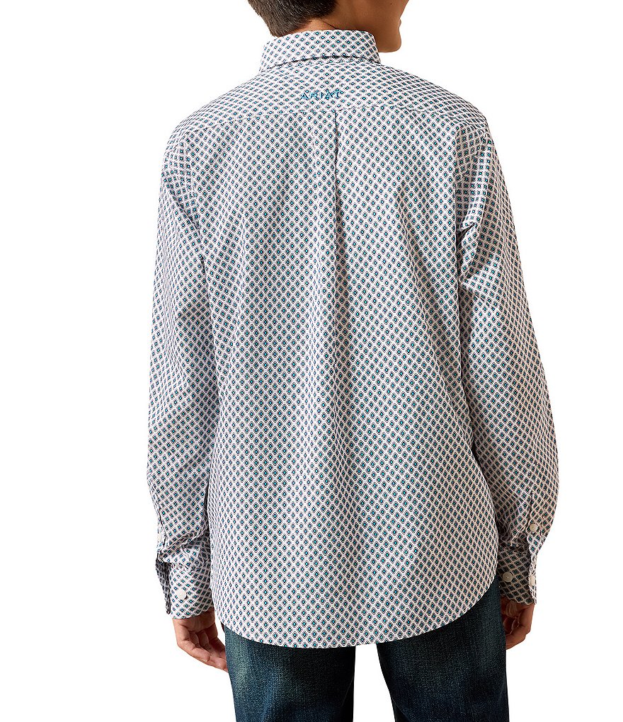 Big Boys Long Sleeve Pro White Geometric Button Front Shirt thumbnail 2