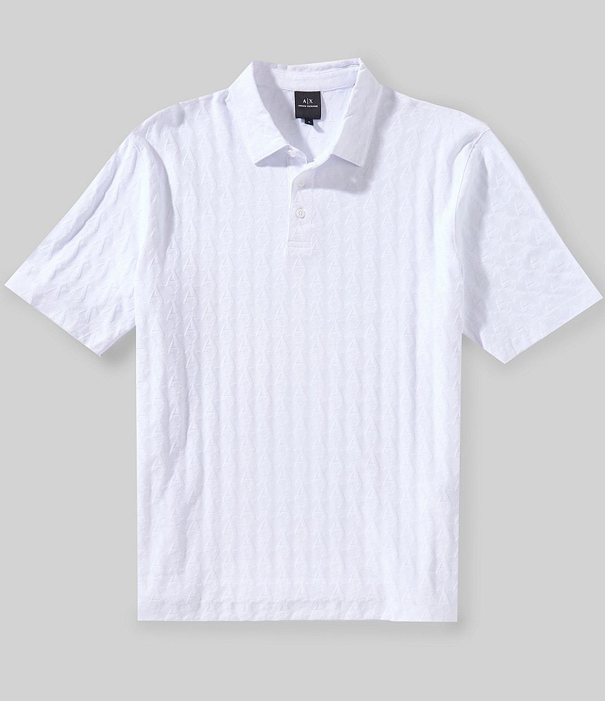 Jacquard Allover AX Print Short Sleeve Polo Shirt