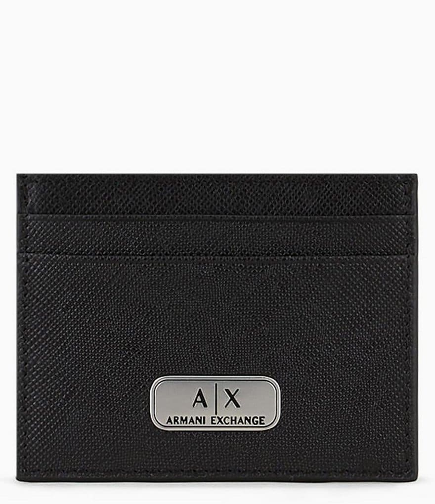 Armani Exchange Metal Logo Leather Credit Card Holder Dillard s