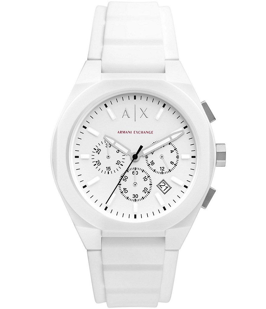 On sale Armani Exchange Men’s AX1380 White Silicone Watch