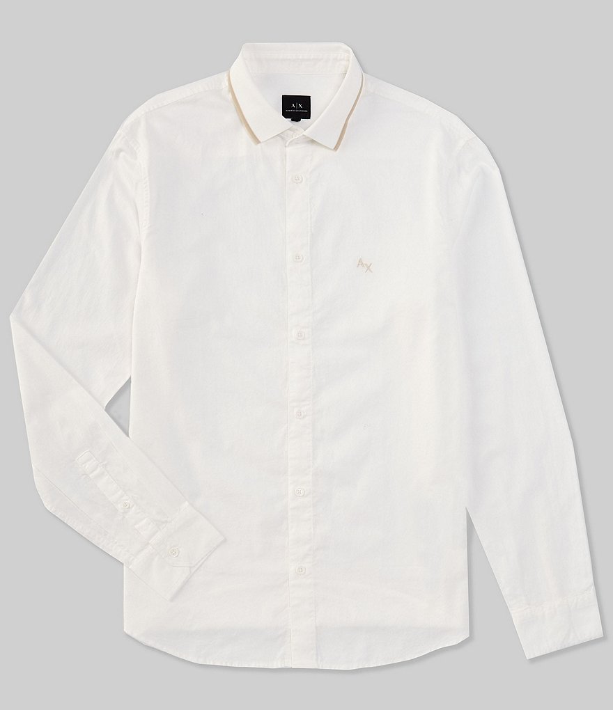 ARMANI COLLEZIONI Striped Regular Collar Long Sleeve Shirt