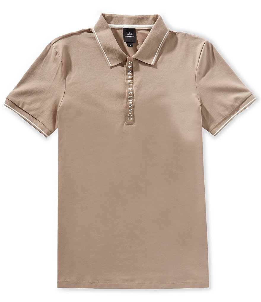 Armani Exchange Logo Tape Quarter-Zip Short Sleeve Polo