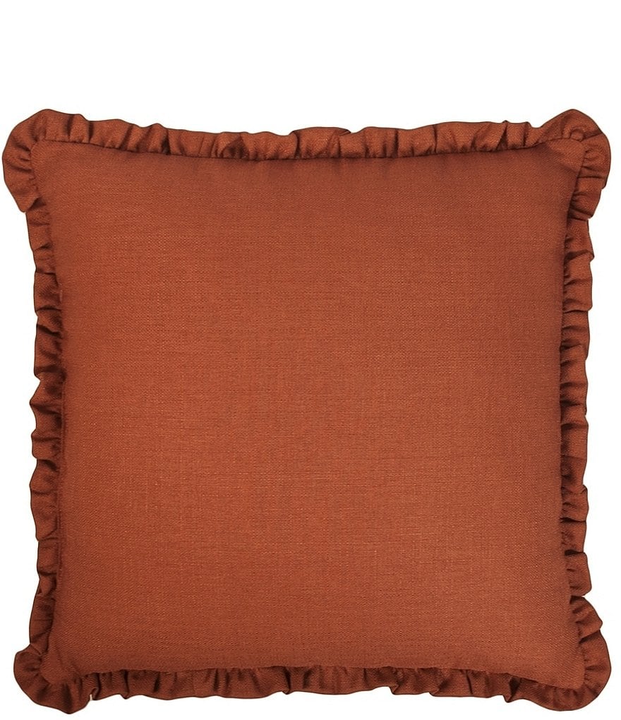 Austin Horn Classics Peacock Paradise Ruffled Square Decorative Pillow