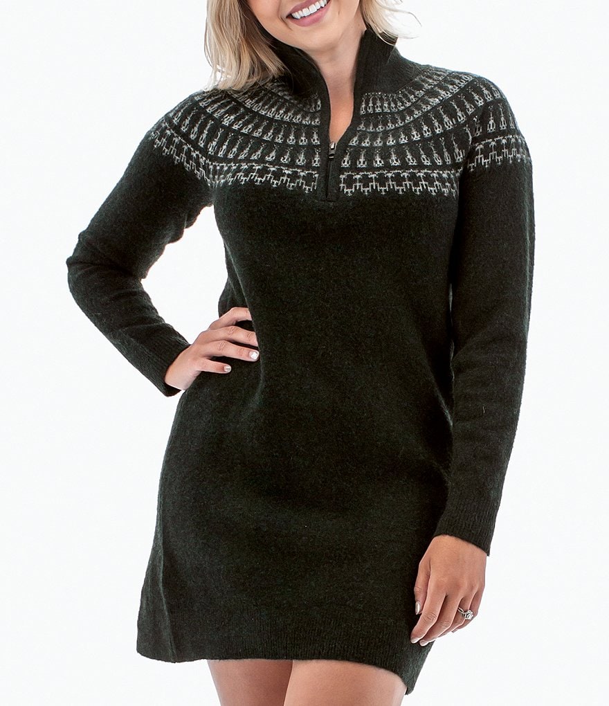 Aventura Alpine Quarter Zip Mock Neck Jacquard Shoulder Sweater