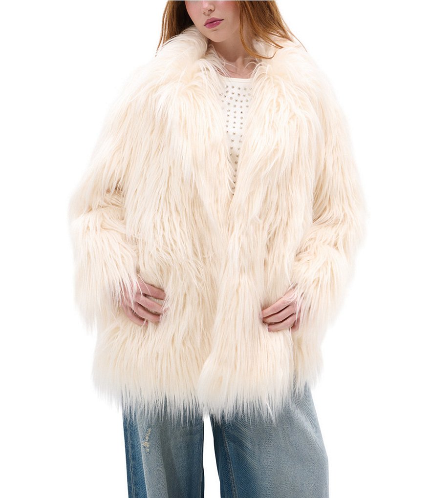 Azalea Wang Breckenridge Solid Faux Fur Notch Lapel Heavyweight