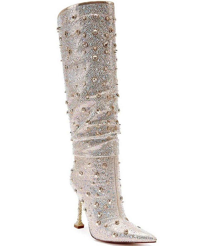 Azalea Wang Doughty Crystal Rhinestone Studded Boots | Dillard's