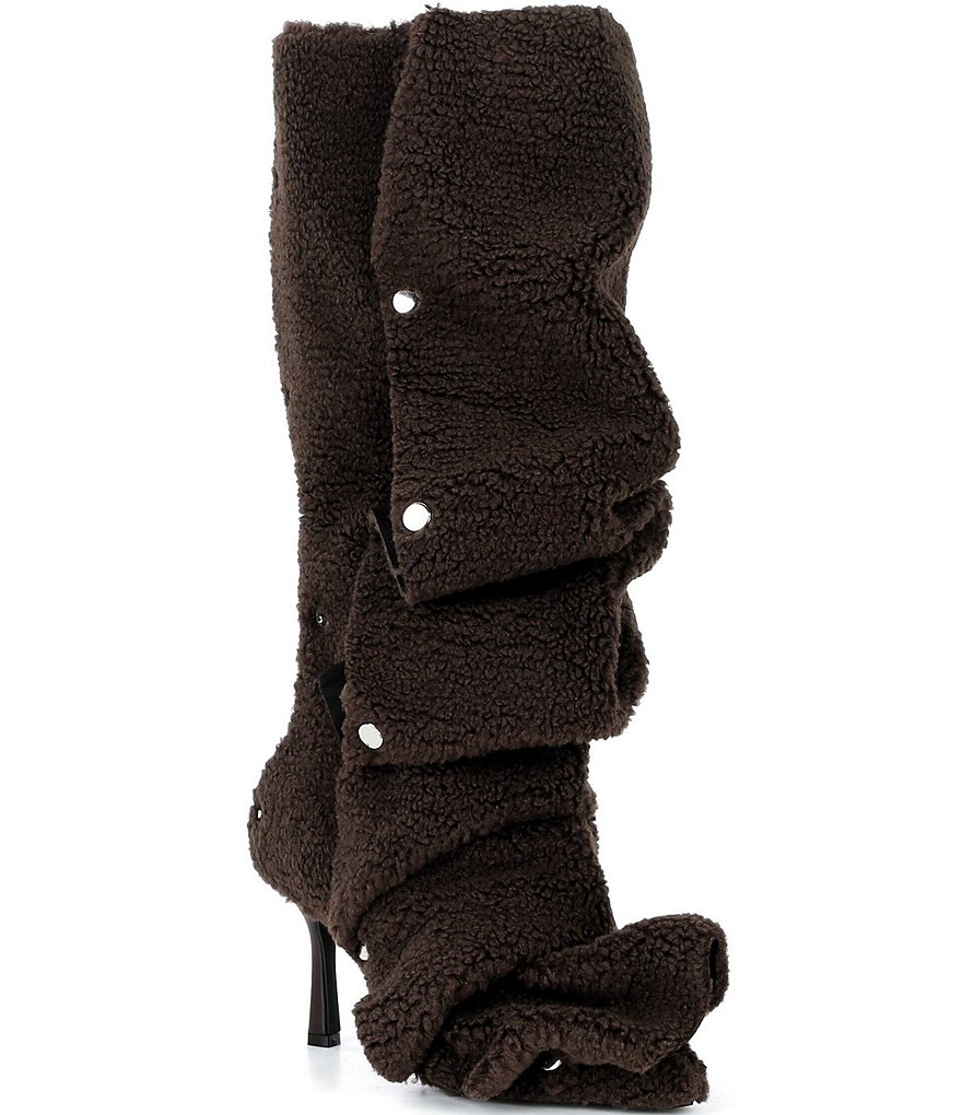 Azalea Wang Fabian Fuzzy Adjustable Snap Tall Boots | Dillard's