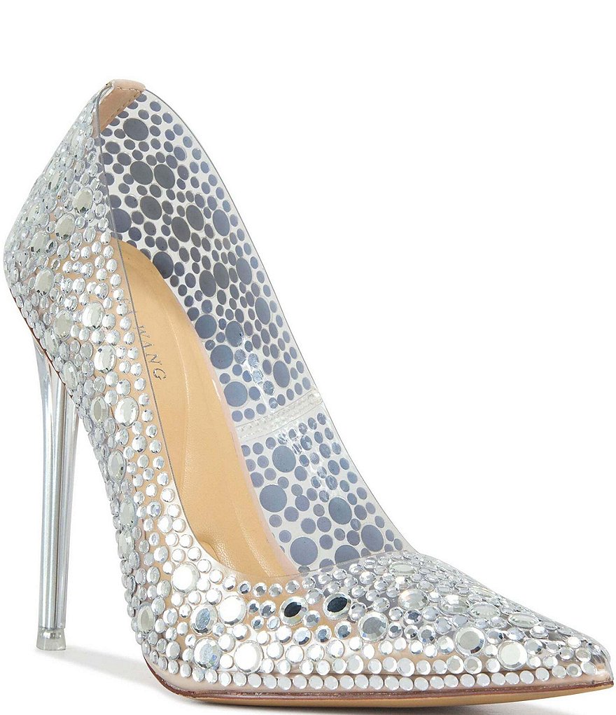 公式通販サイトセール Azalea Pumps Dress Vinyl Clear Studded Silver Garnet Wang ピアス