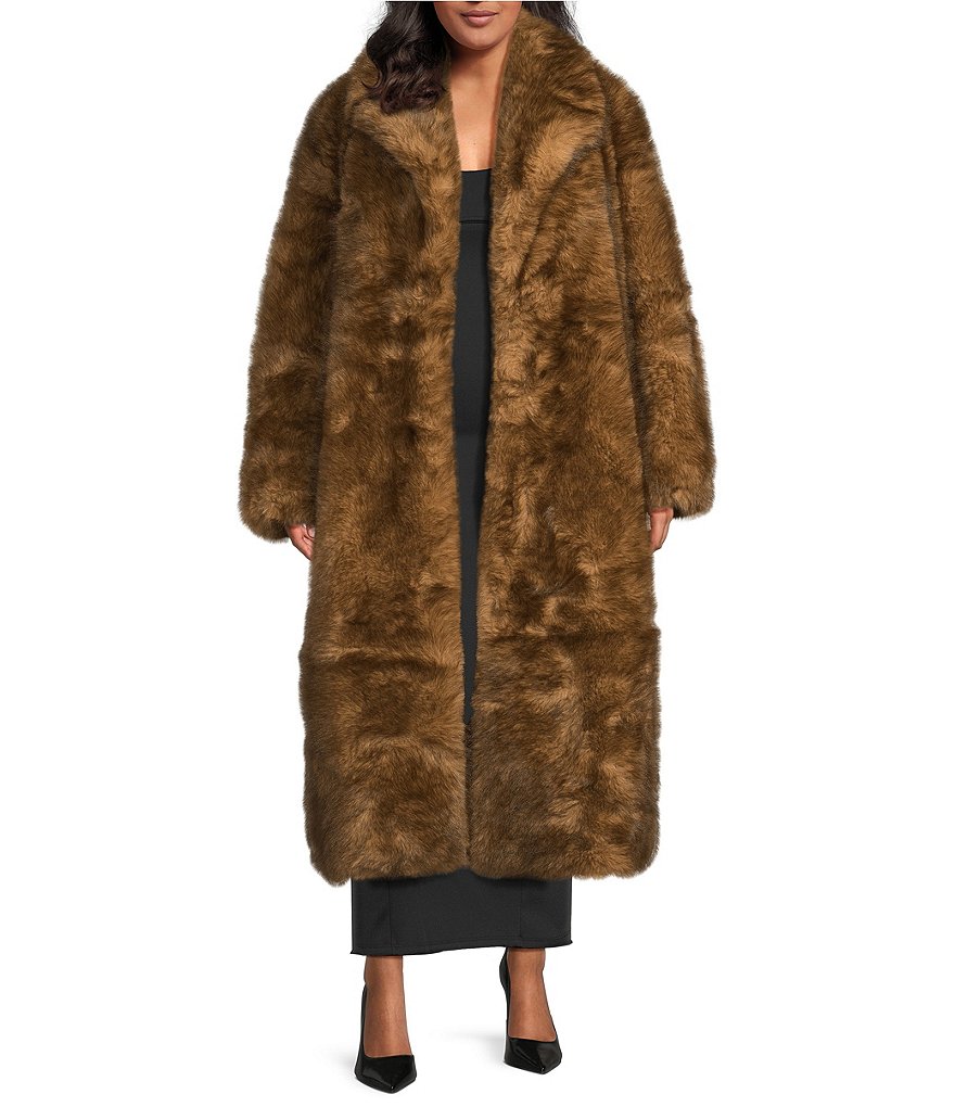Azalea Wang Plus Size Archer Faux Fur Oversize Shawl Collar Maxi