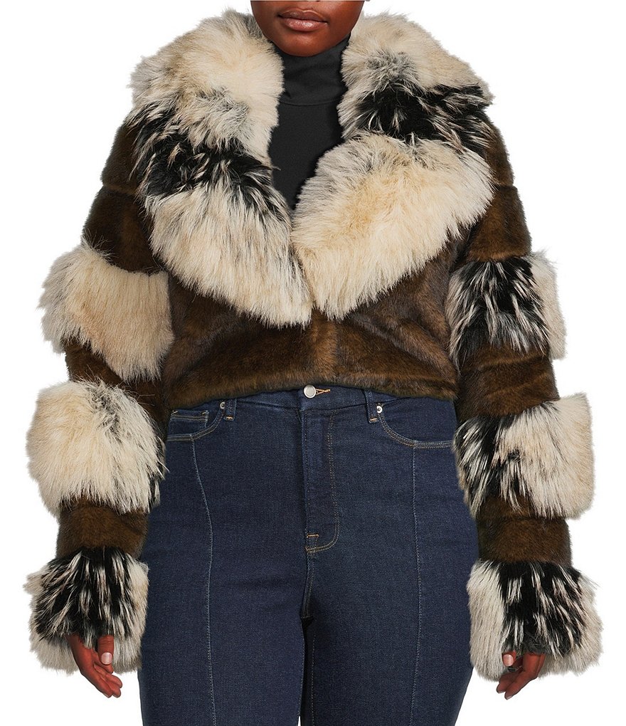 Azalea Wang Plus Size Portia Faux Fur Collared Filled Jacket