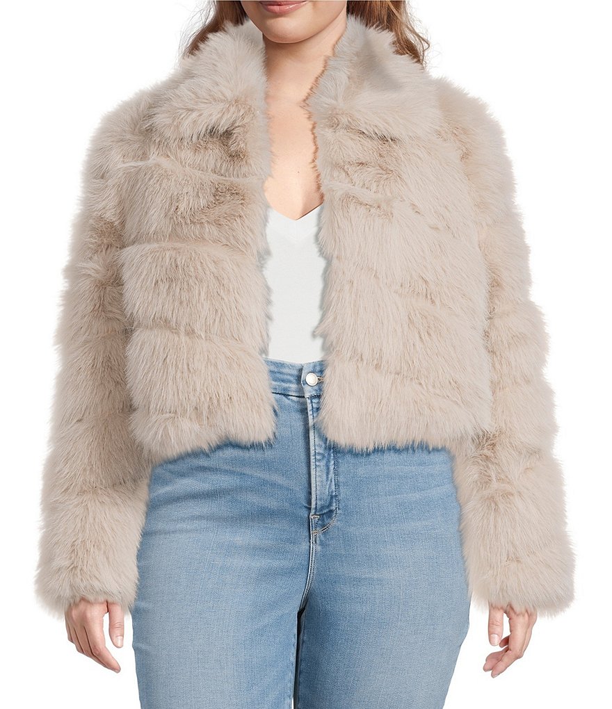 Azalea Wang Plus Size Tumi Faux Fur Collared Filled Jacket | Dillard's