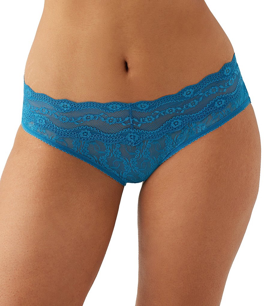 Blue High Rise High Leg Ultimate Comfort Brushed Lace Trim Knickers