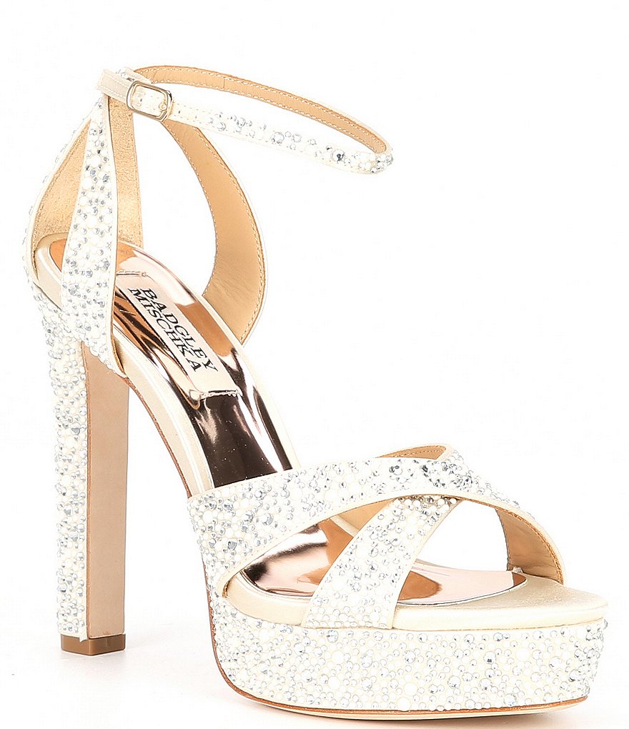 Badgley Mischka Fizzy Glitter Rhinestone Platform Dress Sandals | Dillard's