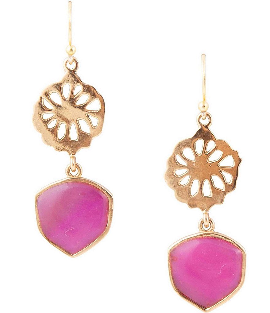 Barse Bronze And Fuchsia Genuine Agate Stone Drop Earrings | Dillard's