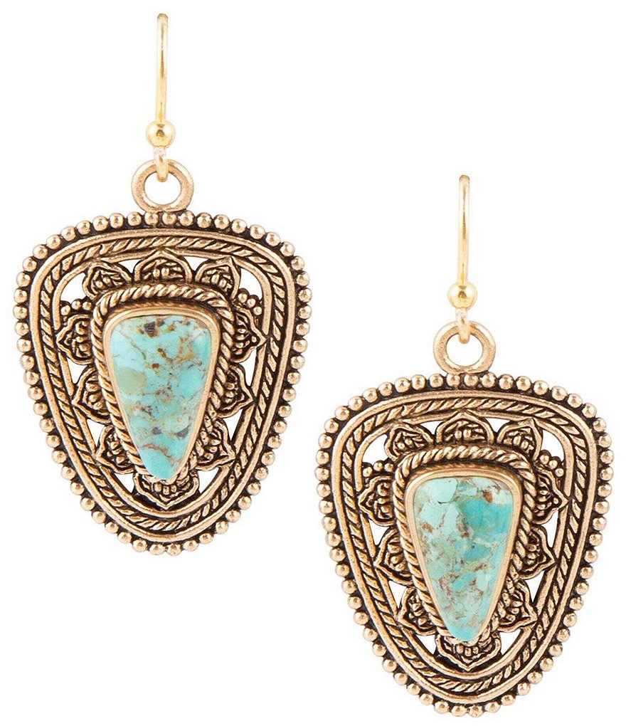 Barse Bronze And Genuine Turquoise Ornate Drop Earrings | Dillard's