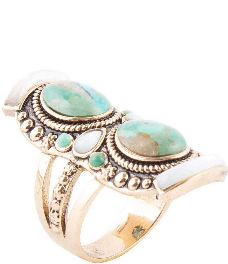 Barse Bronze Genuine Stone Turquoise & Mother-of-Pearl Statement Ring ...