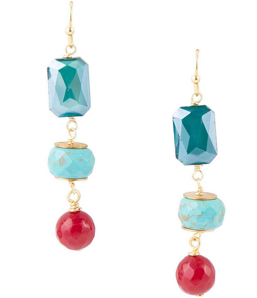 Barse Genuine Bright Green Stone Drop Earrings | Dillard's