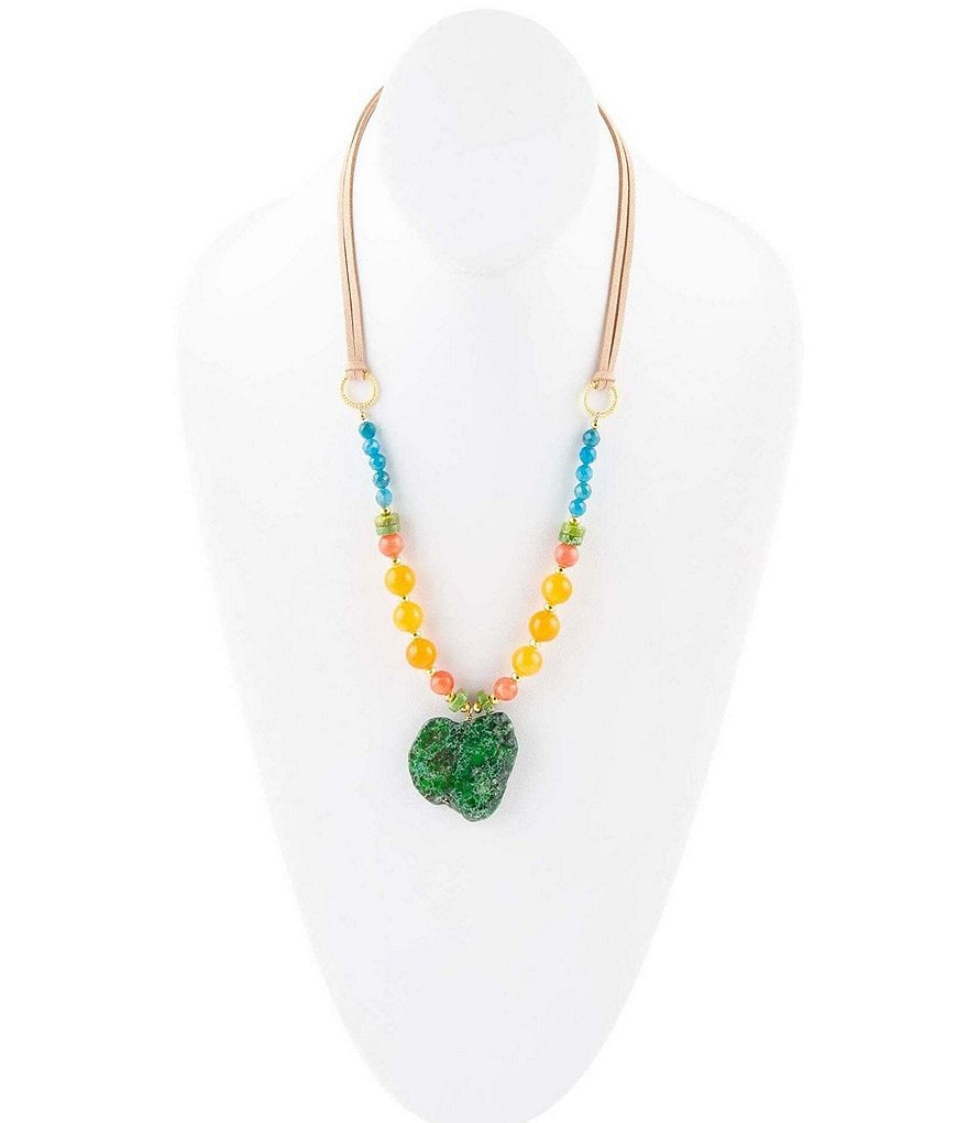 Barse Genuine Stone Apatite Jade Short Pendant Necklace | Dillard's