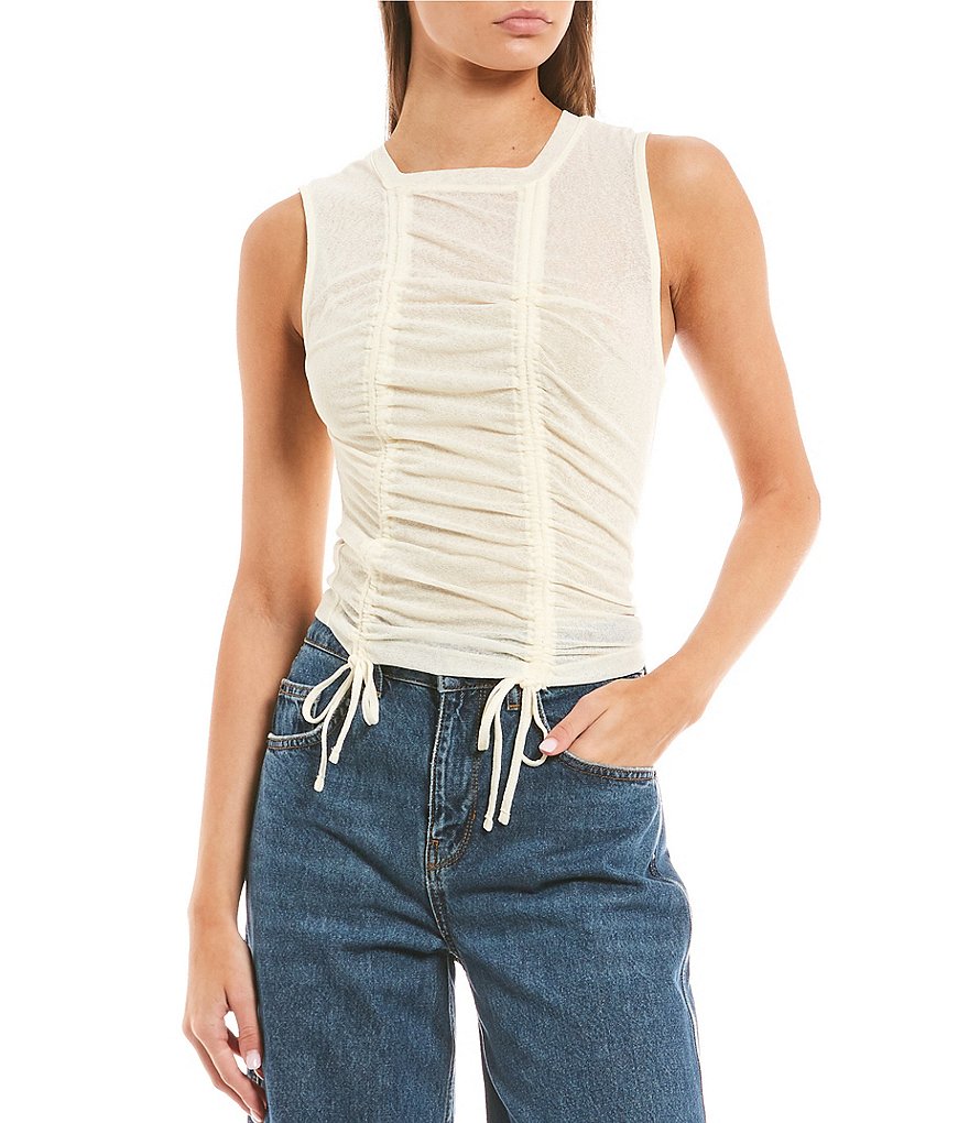 BDG Urban Outfitters Slub Ruched Drawstring Hem Tank Top