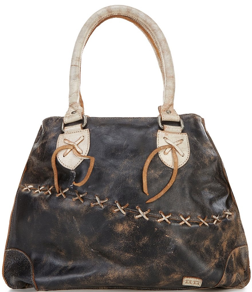 Bed Stu Bruna Black Lux Nectar Stitch Satchel Bag | Dillard's