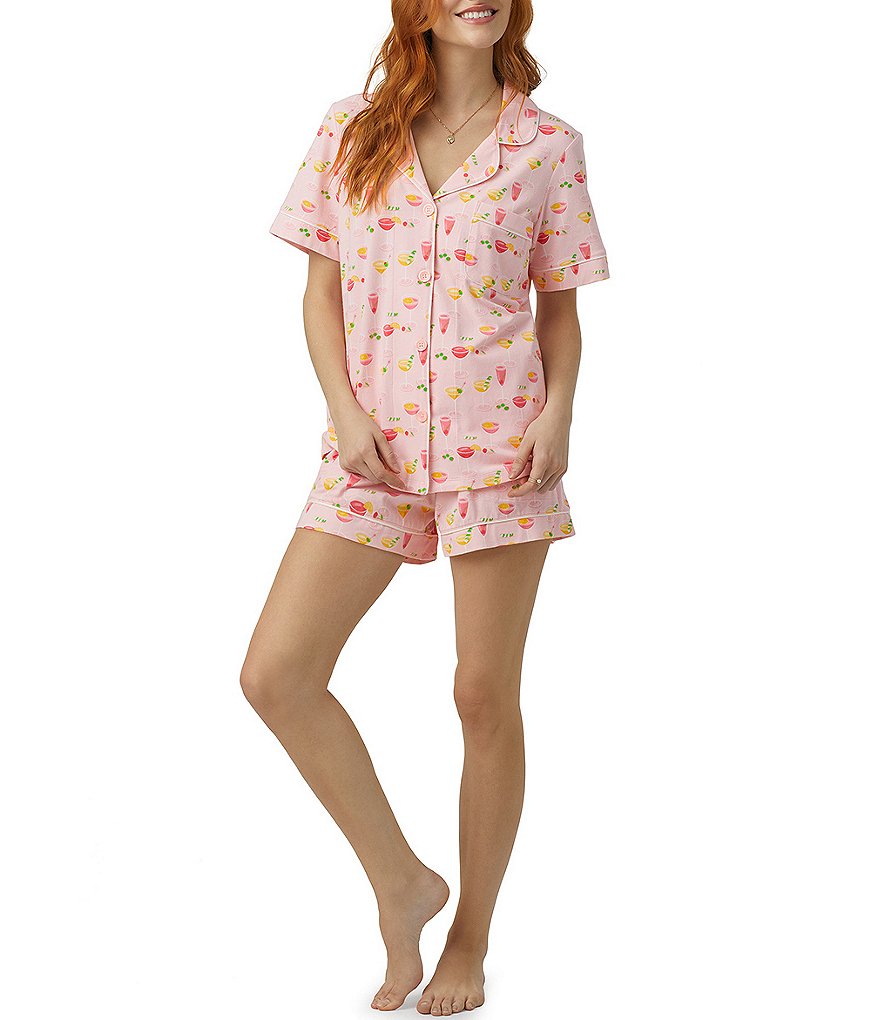 Menore Pajamas Set Short Sleeve Sleepwear Comfy Soft Ladies Button
