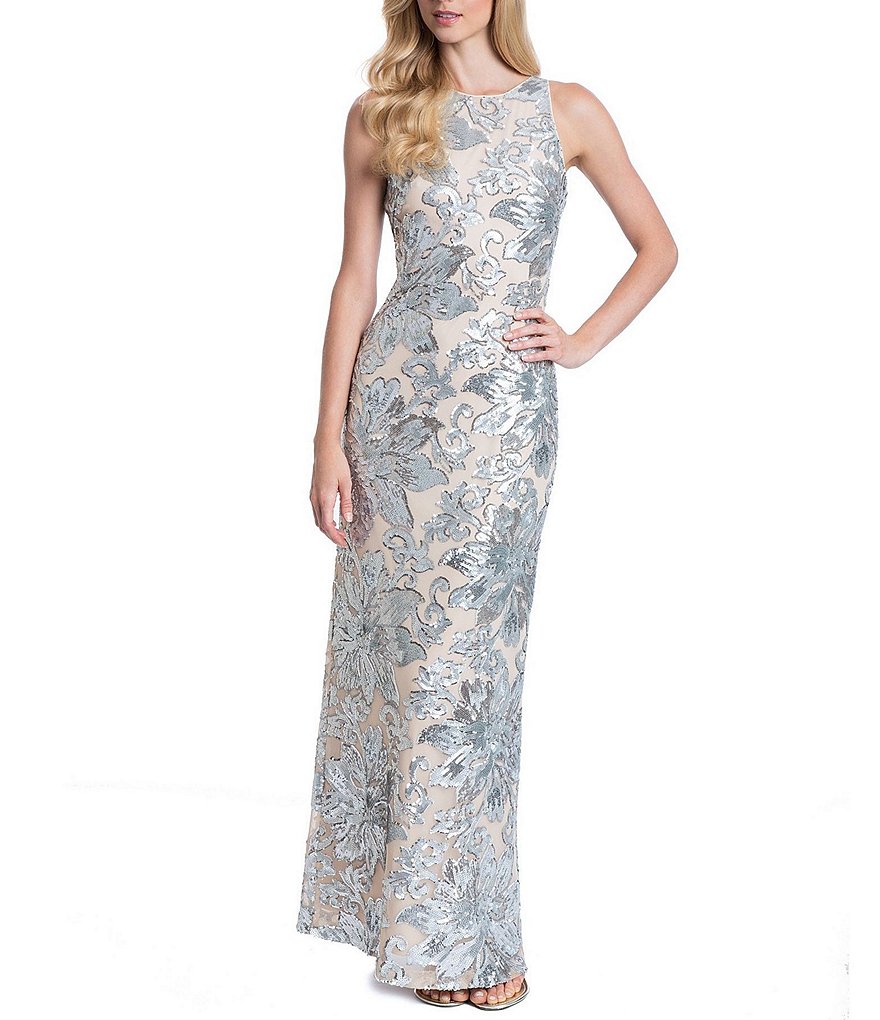 Belle Badgley Mischka Sequin Floral Melanie Gown | Dillards