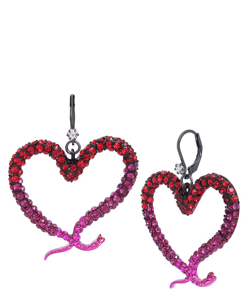 Betsey Johnson Red Heart Key Hole Earrings