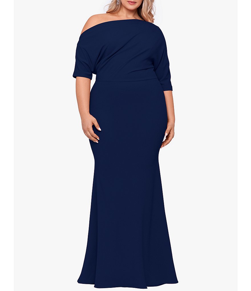 AQUA Scuba Crepe Off-the-Shoulder Midi Dress - 100% Exclusive