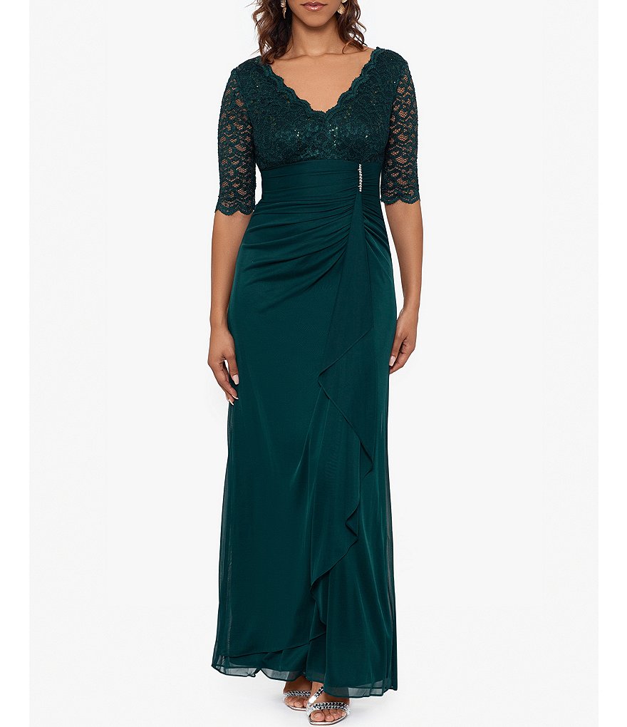 Betsy and adam off the shoulder lace gown best sale