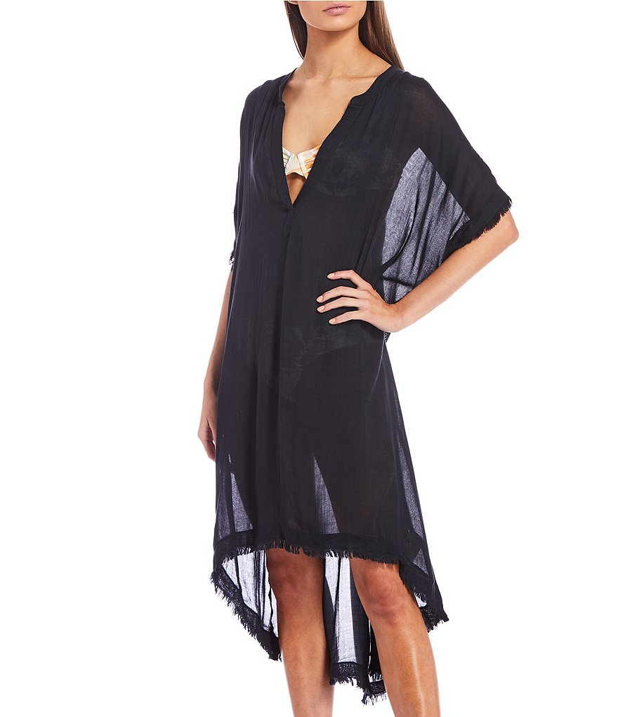 Billabong Found Love Gauze V-Neck Midi Swim Cover Up Dress