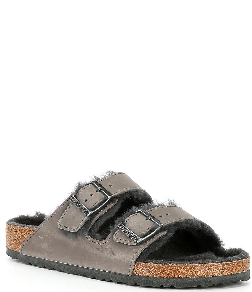 Birkenstock Arizona shearling suede sandals - Grey