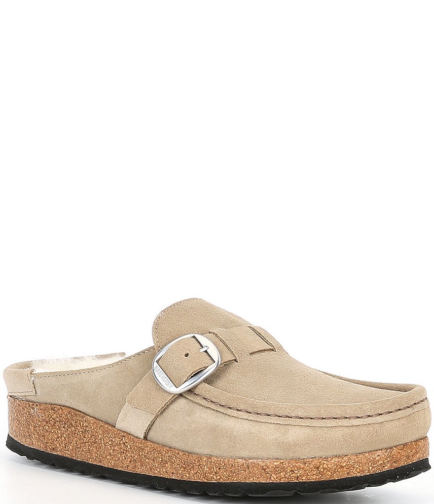 Birkenstock Womens Buckley Shearling Suede Leather Clogs