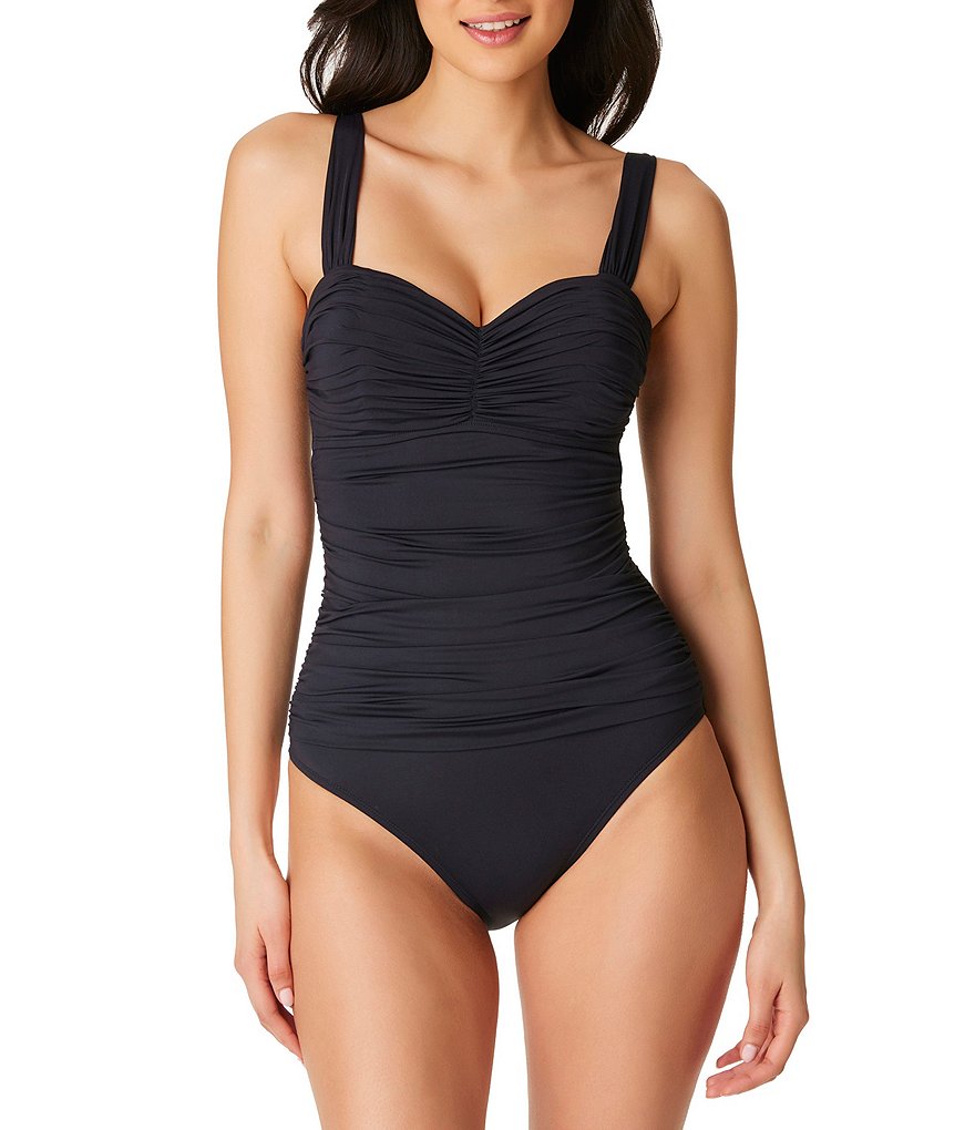 Bandeau Strapless One Piece Swimsuit - Neon Black Tie Dye – Cynababy