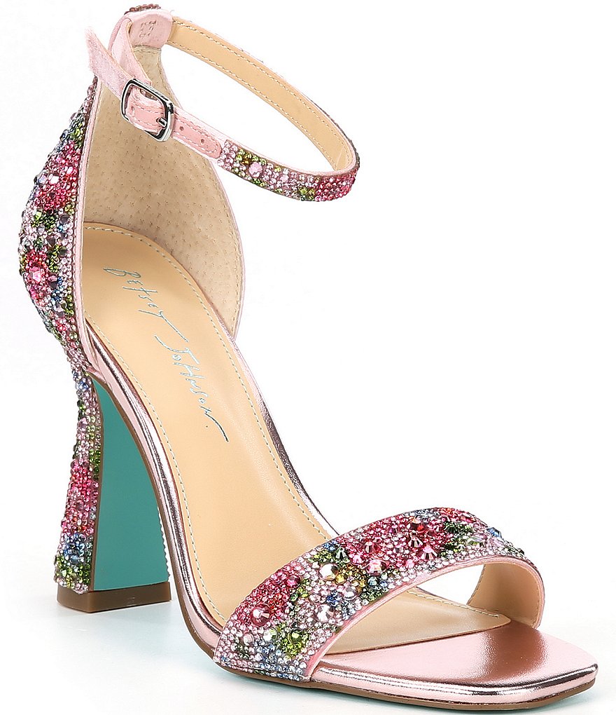 Blue by Betsey Johnson Dani Floral Rhinestone Ankle Strap Dress Sandals ...