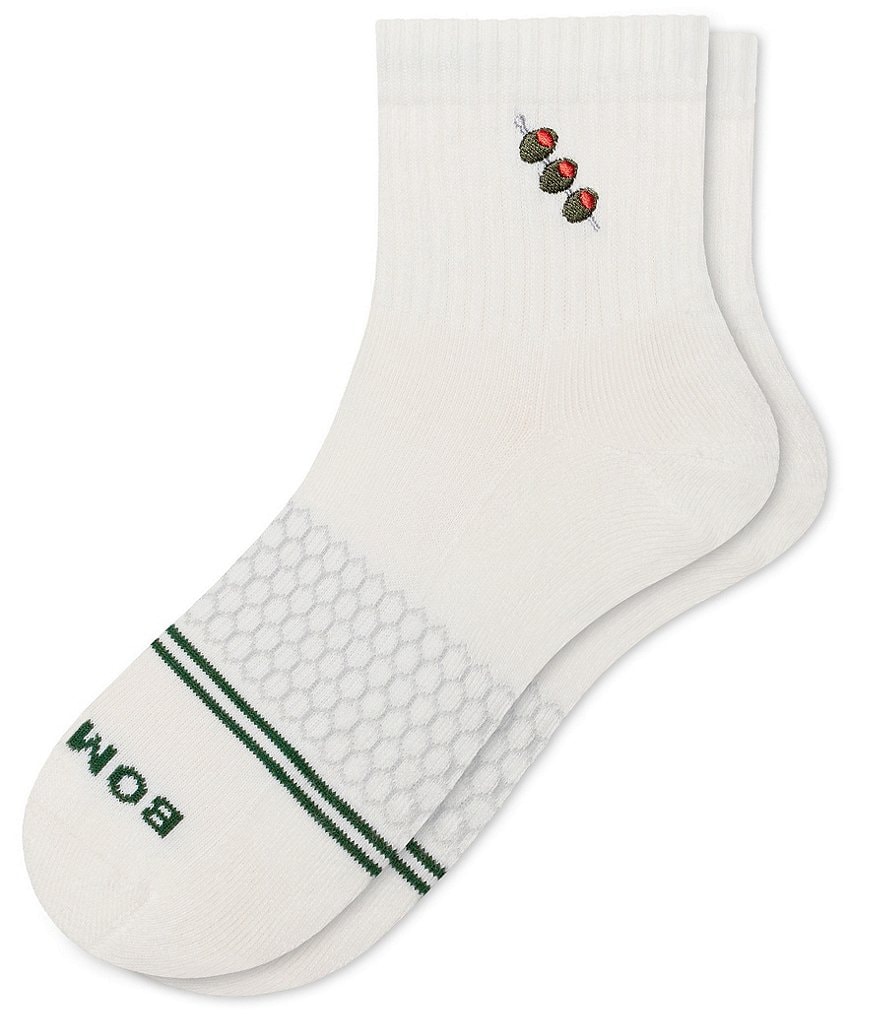 Olive Embroidery Quarter Socks