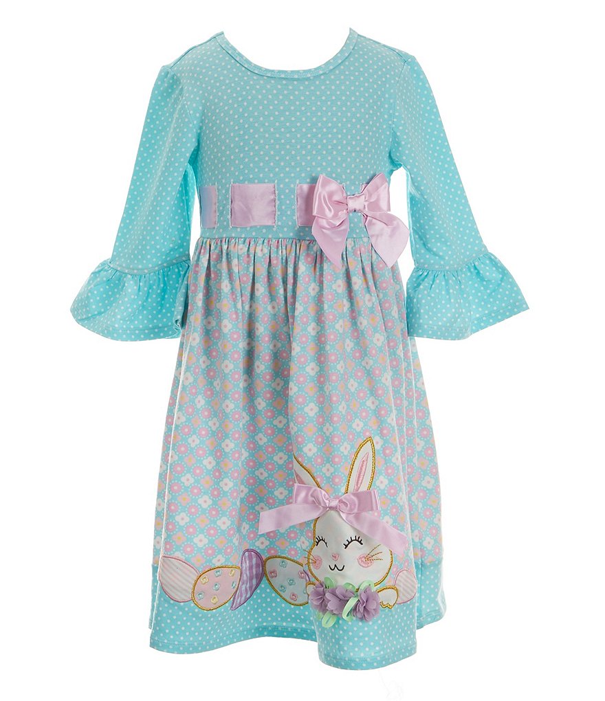 Bonnie Jean Little Girls 2T 6X 3 4 Sleeve Pull Through Ribbon Bodice Bunny Dress Dillard s