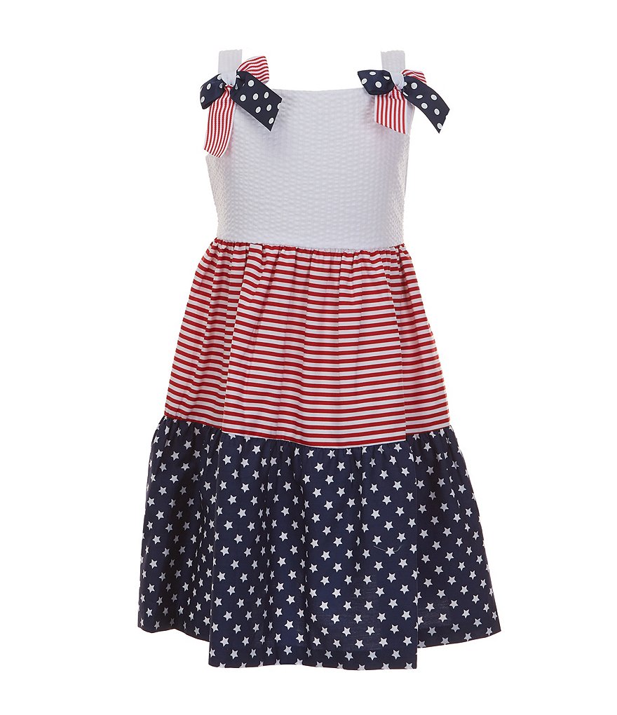 Bonnie Jean Little Girls 2T-6X Bow Shoulder America Printed